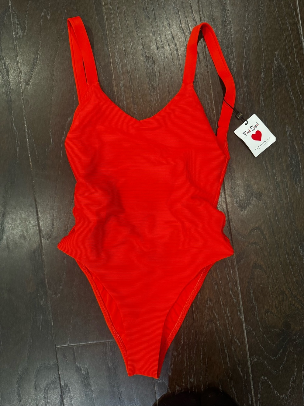 Vitamin A ❤️ Fred Segal Bright Red Ribbed  One-Piece